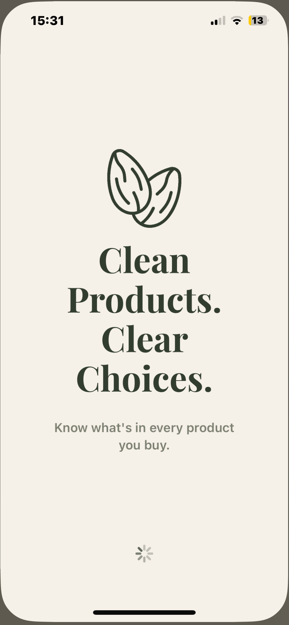 Almondly splash screen: Clean Products. Clear Choices.